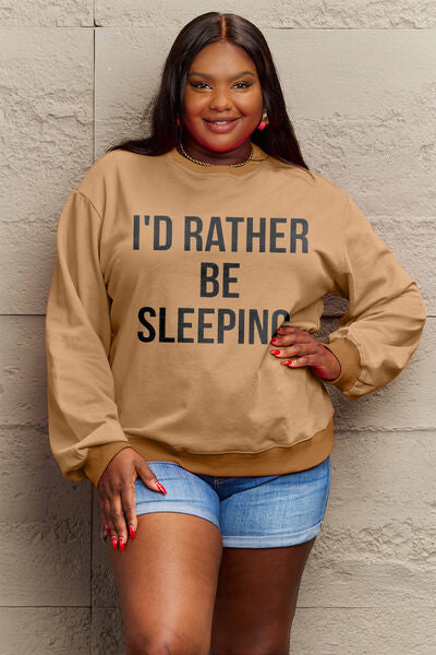 Blue Zone Planet | Simply Love Full Size I'D RATHER BE SLEEPING Round Neck Sweatshirt BLUE ZONE PLANET