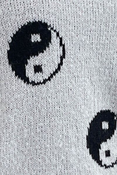 Blue Zone Planet | Graphic Mock Neck Dropped Shoulder Sweater BLUE ZONE PLANET
