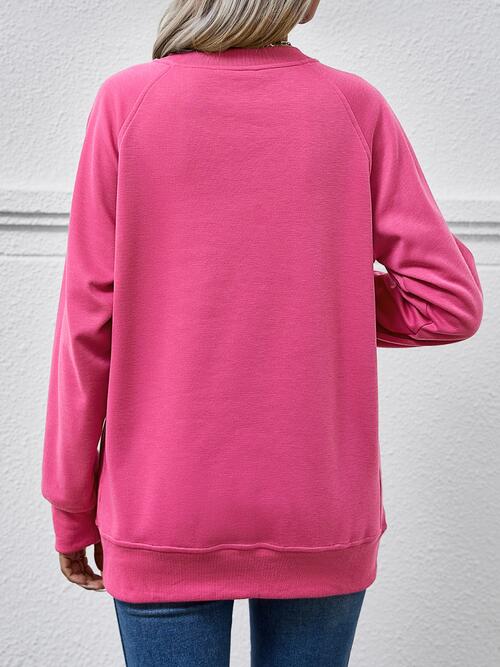 Round Neck Long Sleeve Sweatshirt BLUE ZONE PLANET