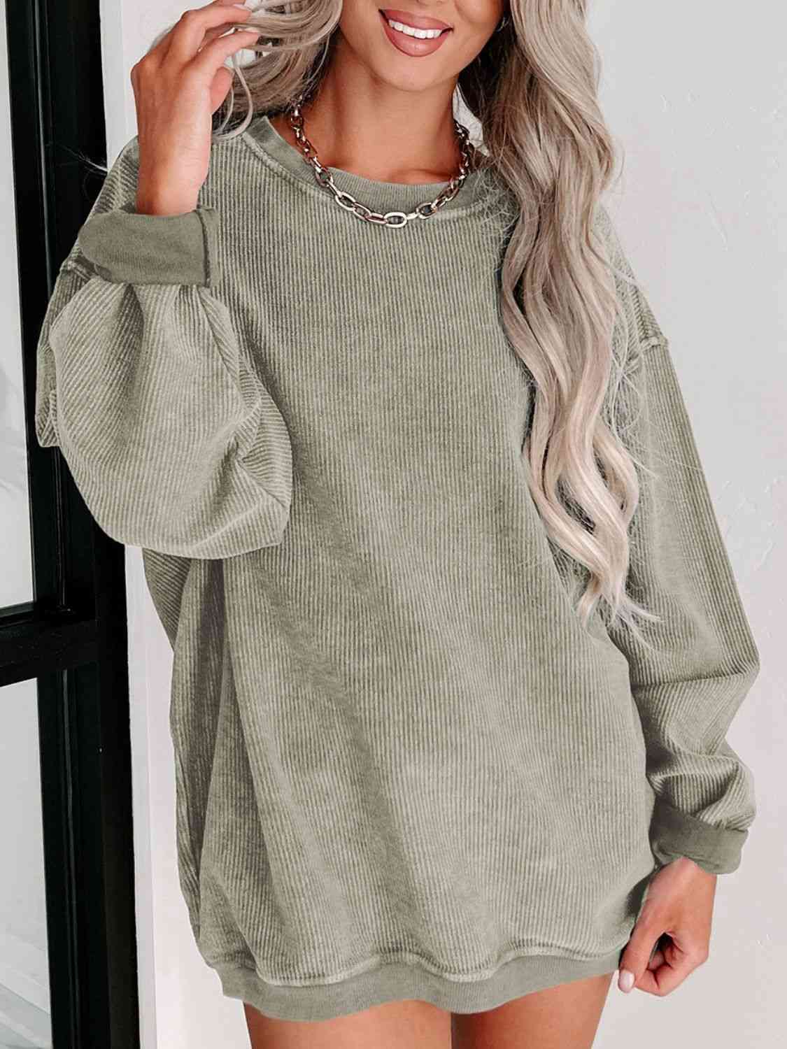 Blue Zone Planet | Round Neck Dropped Shoulder Sweatshirt BLUE ZONE PLANET