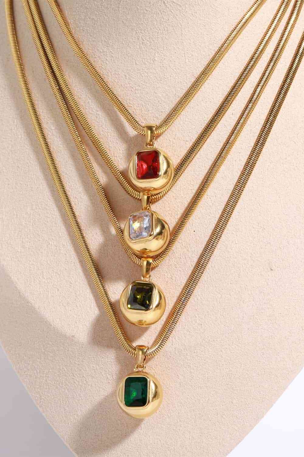 Blue Zone Planet | Zircon 18K Gold-Plated Geometrical Shape Pendant Necklace BLUE ZONE PLANET