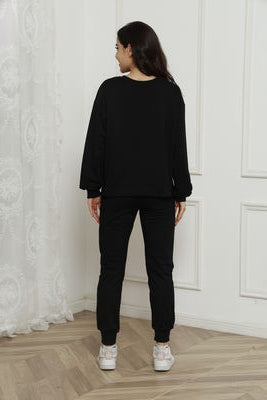 Blue Zone Planet | Round Neck Long Sleeve Top and Drawstring Pants Set BLUE ZONE PLANET