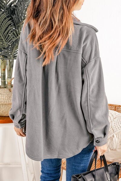 Blue Zone Planet | Button Up Collared Neck Long Sleeve Jacket BLUE ZONE PLANET