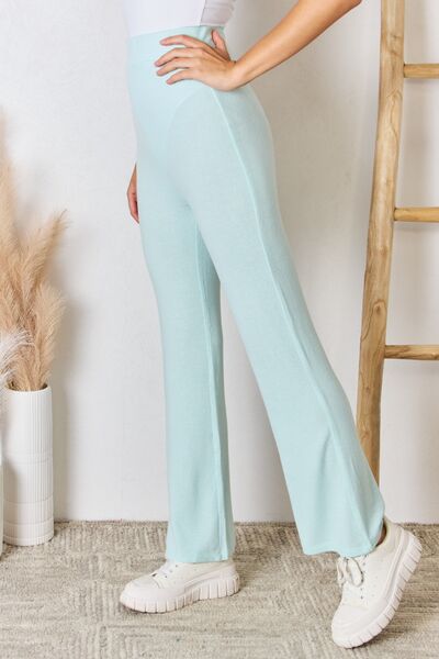 Blue Zone Planet | RISEN Full Size High Waist Ultra Soft Knit Flare Pants BLUE ZONE PLANET