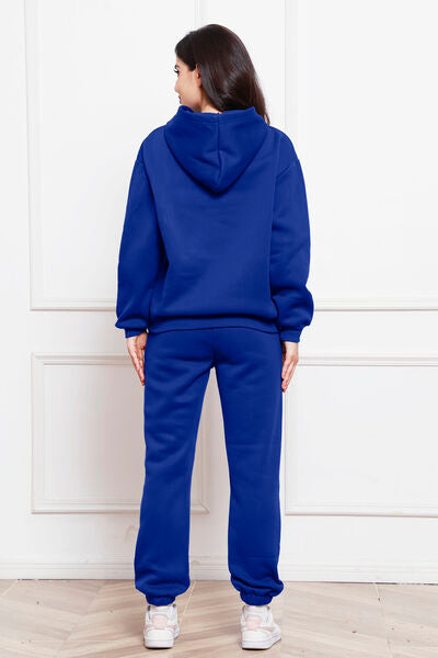 Blue Zone Planet | Drop Shoulder Long Sleeve Hoodie and Pants Set BLUE ZONE PLANET
