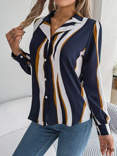 Blue Zone Planet | Printed Button Up Long Sleeve Shirt BLUE ZONE PLANET