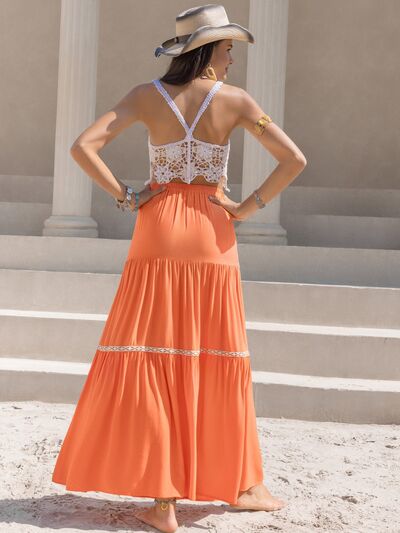 Blue Zone Planet | High Waist Maxi Tiered Skirt BLUE ZONE PLANET