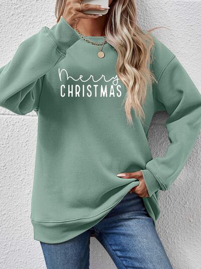 MERRY CHRISTMAS Dropped Shoulder Sweatshirt BLUE ZONE PLANET