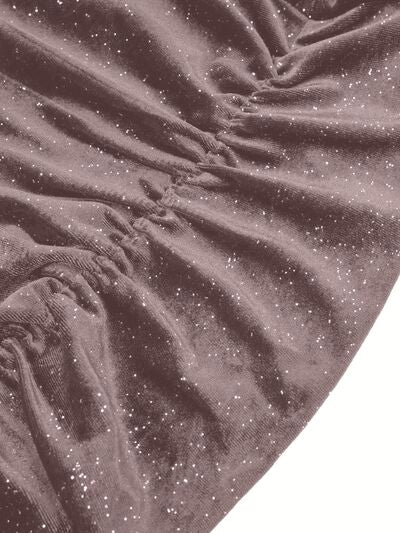 Blue Zone Planet | Glitter Ruched Cowl Neck Wrap Dress BLUE ZONE PLANET