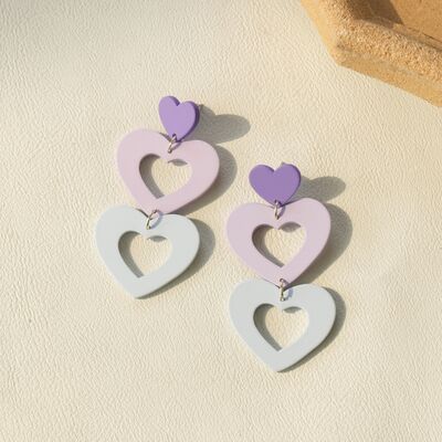 Cutout Heart Acrylic Heart Dangle Earrings BLUE ZONE PLANET