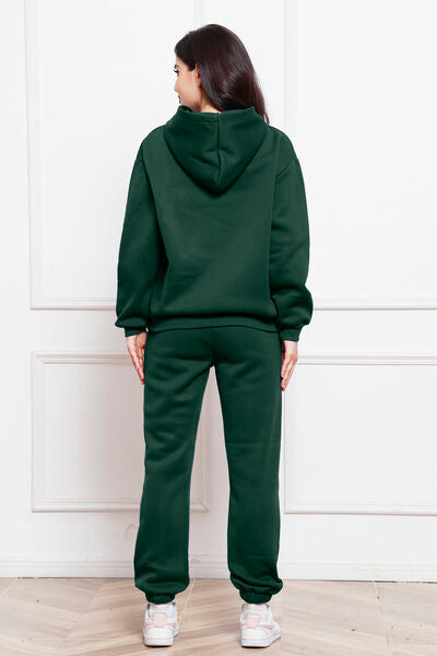 Blue Zone Planet | Drop Shoulder Long Sleeve Hoodie and Pants Set BLUE ZONE PLANET