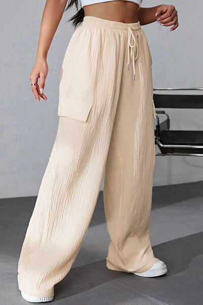 Blue Zone Planet | Drawstring Pocketed Wide Leg Pants BLUE ZONE PLANET