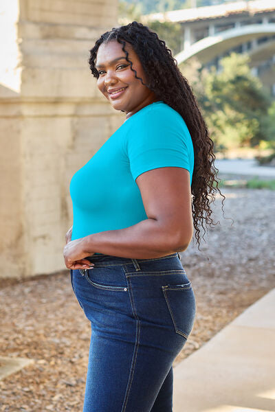 Blue Zone Planet | Basic Bae Full Size Round Neck Short Sleeve Bodysuit BLUE ZONE PLANET