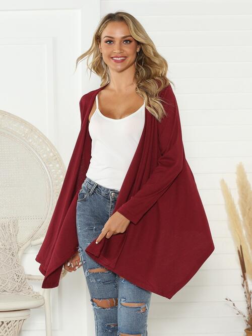 Floral Open Front Long Sleeve Cardigan BLUE ZONE PLANET