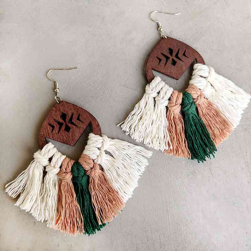 Tassel Detail Drop Earrings BLUE ZONE PLANET