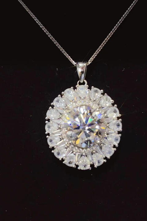 5 Carat Moissanite 925 Sterling Silver Necklace BLUE ZONE PLANET