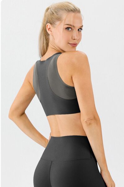 Blue Zone Planet | Round Neck Wide Strap Active Bra BLUE ZONE PLANET