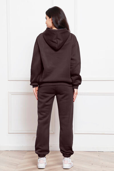 Blue Zone Planet | Drop Shoulder Long Sleeve Hoodie and Pants Set BLUE ZONE PLANET