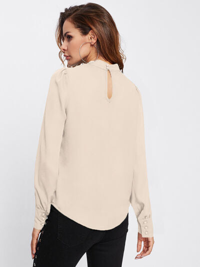 Blue Zone Planet | Mock Neck Lantern Sleeve Shirt BLUE ZONE PLANET