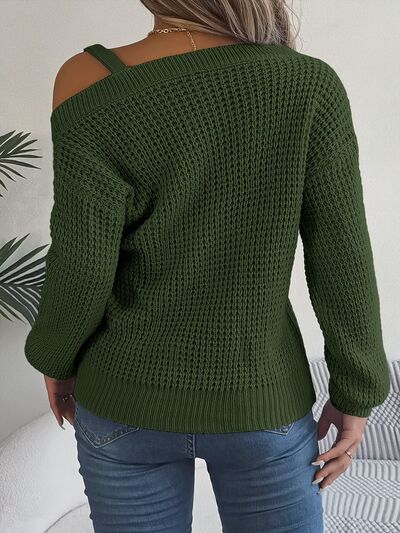 Blue Zone Planet | Asymmetrical Neck Long Sleeve Sweater BLUE ZONE PLANET