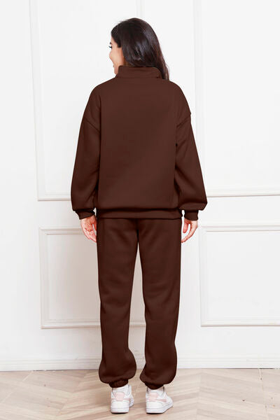 Blue Zone Planet | Half Zip Long Sleeve Sweatshirt and Pants Set BLUE ZONE PLANET