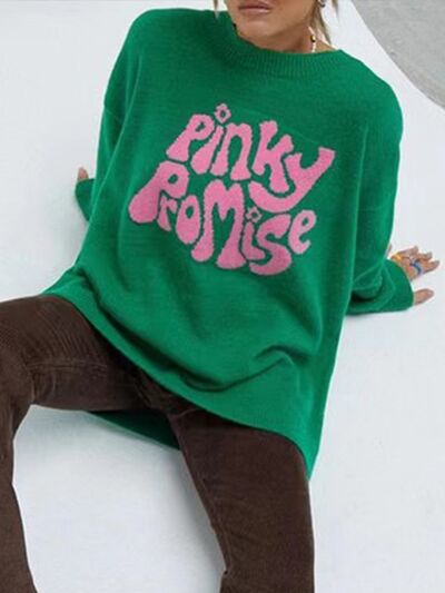 Blue Zone Planet | PINKY PROMISE Round Neck Sweater BLUE ZONE PLANET