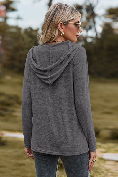 Blue Zone Planet | Drawstring Dropped Shoulder Hooded T-Shirt BLUE ZONE PLANET