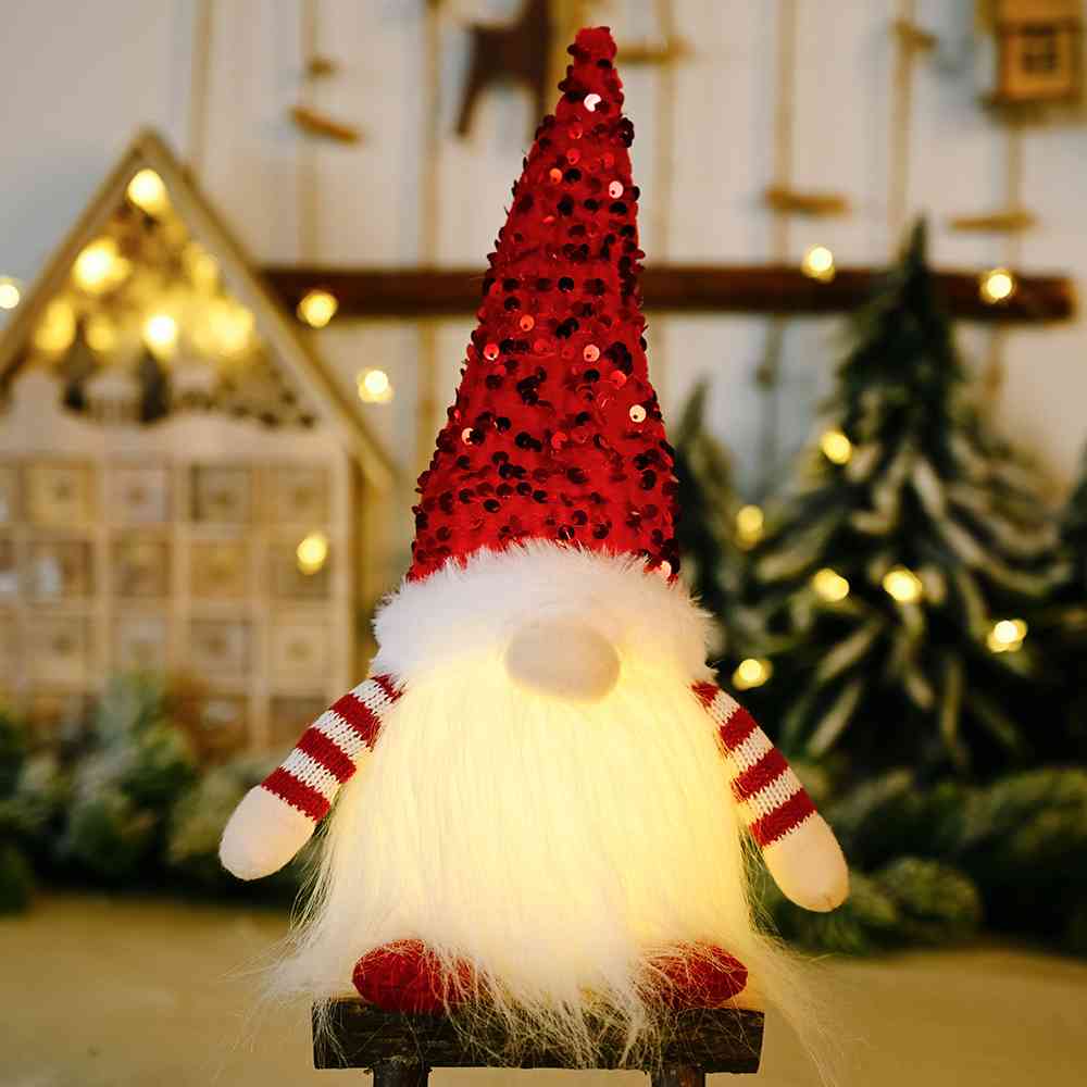 Sequin Light-Up Faceless Gnome BLUE ZONE PLANET