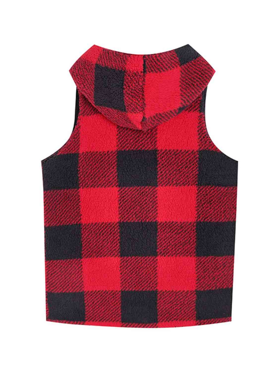 Plaid Hooded Vest BLUE ZONE PLANET