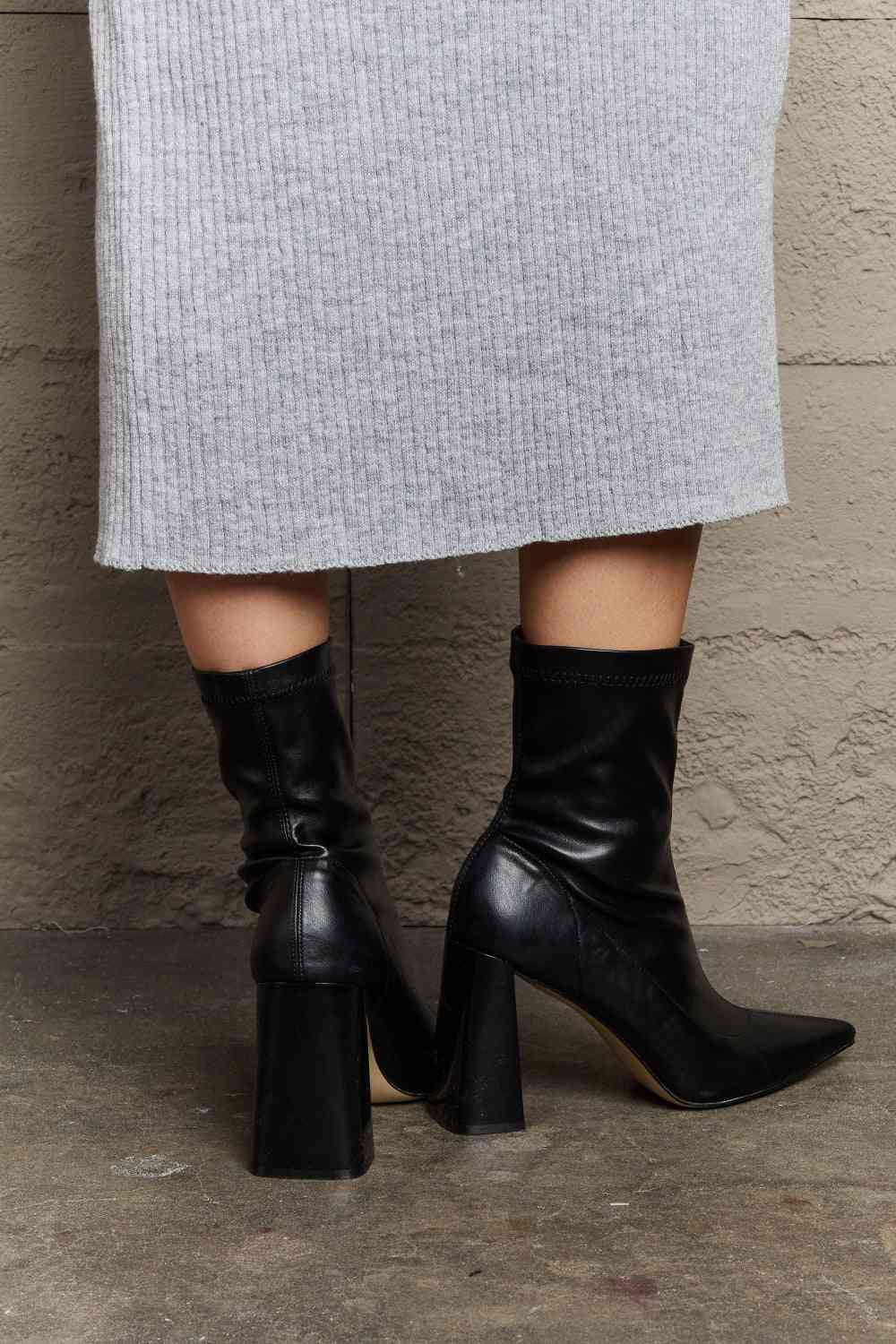 Weeboo Stacy Block Heel Sock Boots BLUE ZONE PLANET