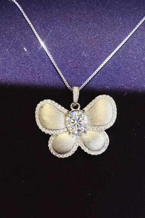 1 Carat Moissanite Butterfly Pendant Necklace BLUE ZONE PLANET