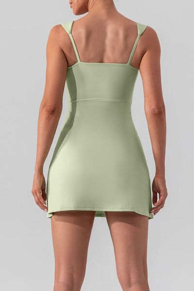 Blue Zone Planet | Square Neck Sleeveless Slit Mini Active Dress BLUE ZONE PLANET