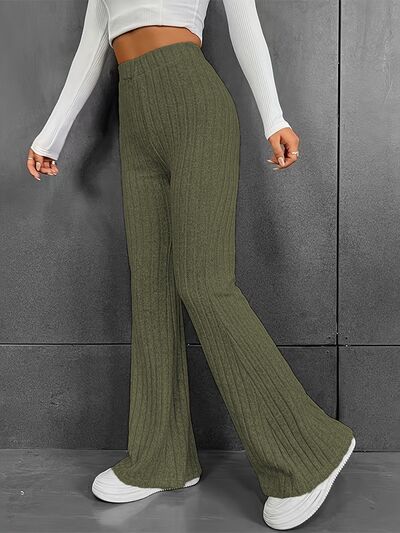 Blue Zone Planet | Ribbed High Waist Bootcut Pants BLUE ZONE PLANET