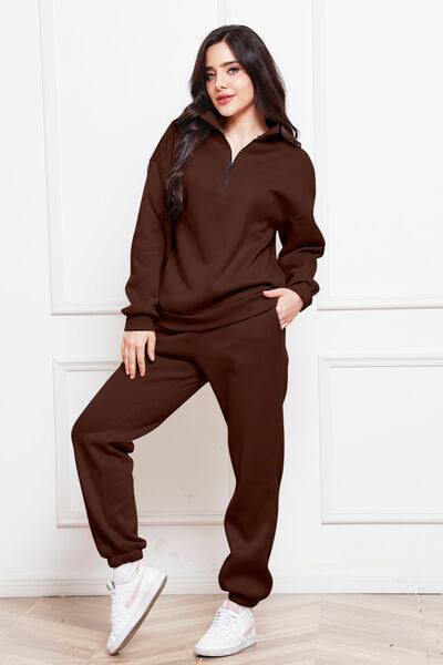 Blue Zone Planet | Half Zip Long Sleeve Sweatshirt and Pants Set BLUE ZONE PLANET