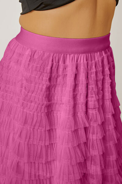 Blue Zone Planet | Ruched High Waist Tiered Skirt BLUE ZONE PLANET