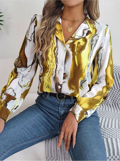 Blue Zone Planet | Printed Button Up Long Sleeve Shirt BLUE ZONE PLANET