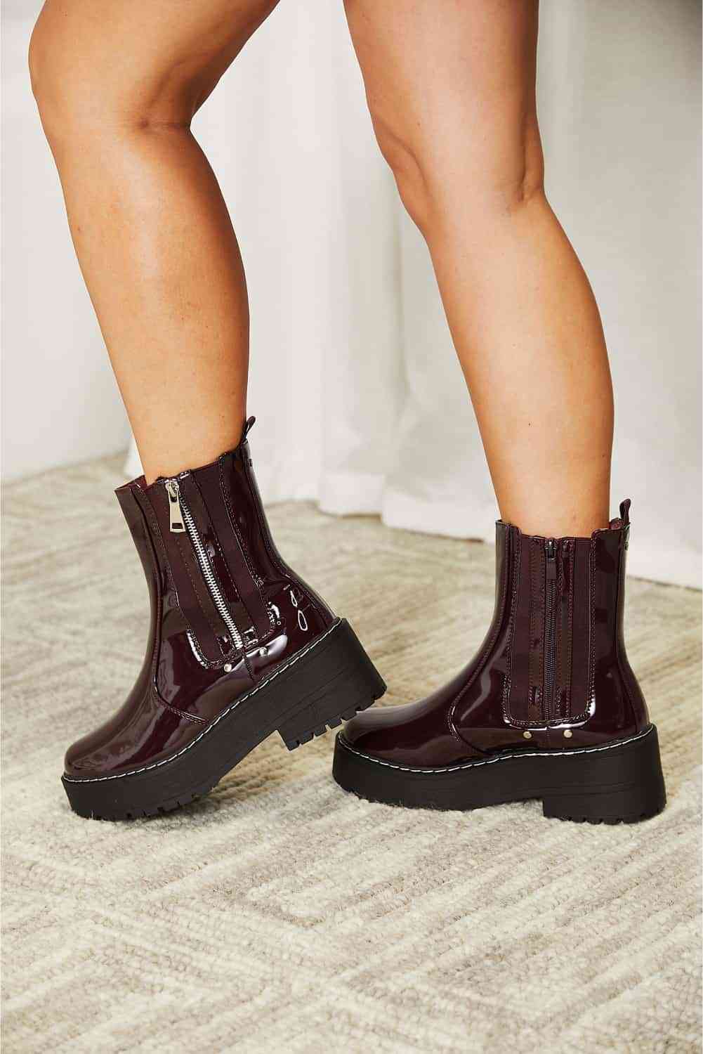 Forever Link Side Zip Platform Boots BLUE ZONE PLANET