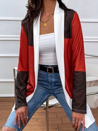 Blue Zone Planet | Color Block Open Front Cardigan BLUE ZONE PLANET