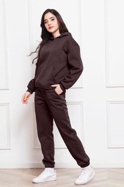 Blue Zone Planet | Drop Shoulder Long Sleeve Hoodie and Pants Set BLUE ZONE PLANET