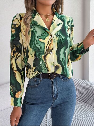 Blue Zone Planet | Printed Button Up Long Sleeve Shirt BLUE ZONE PLANET