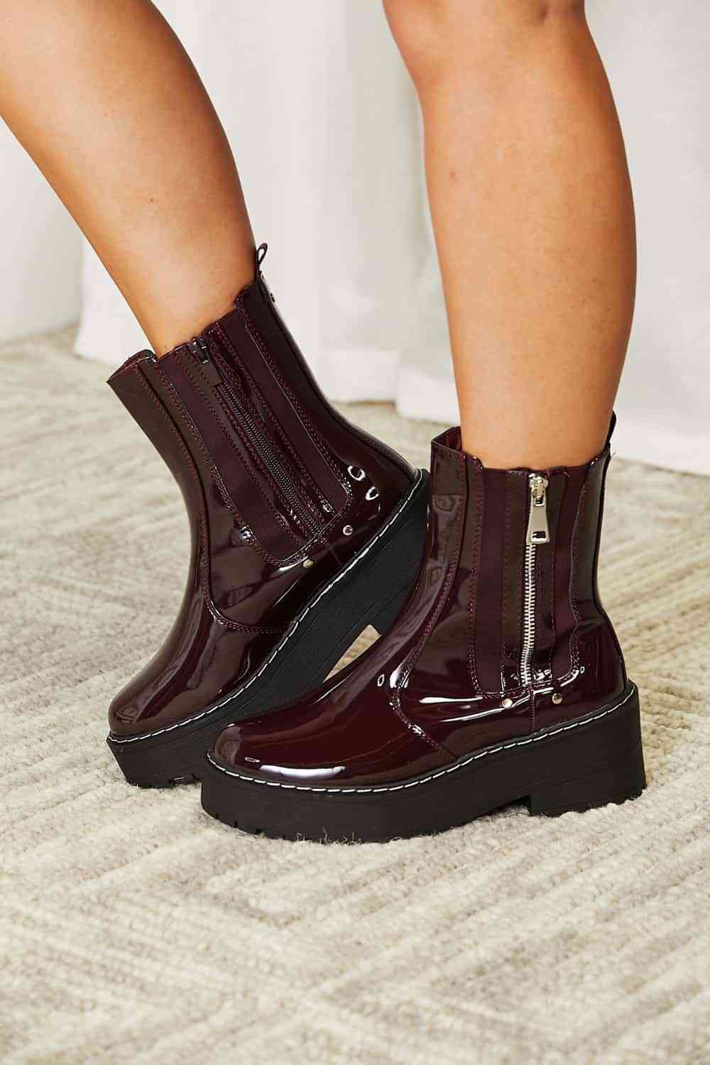 Forever Link Side Zip Platform Boots BLUE ZONE PLANET