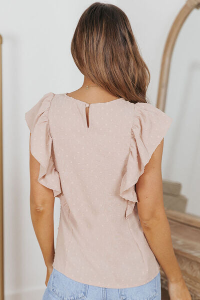 Blue Zone Planet |  Swiss Dot Ruffled Round Neck Tank BLUE ZONE PLANET