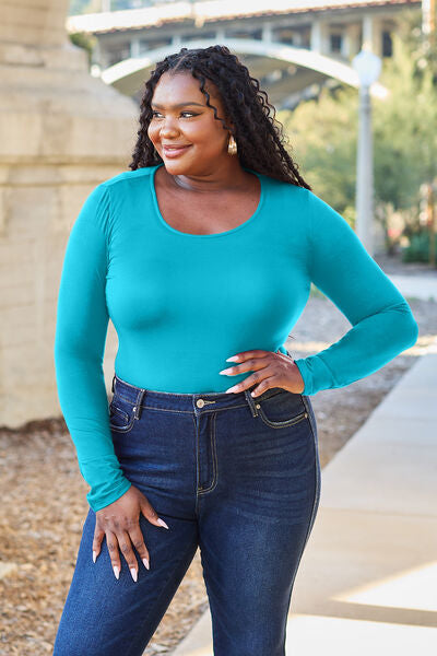 Blue Zone Planet | Basic Bae Full Size Round Neck Long Sleeve Bodysuit BLUE ZONE PLANET