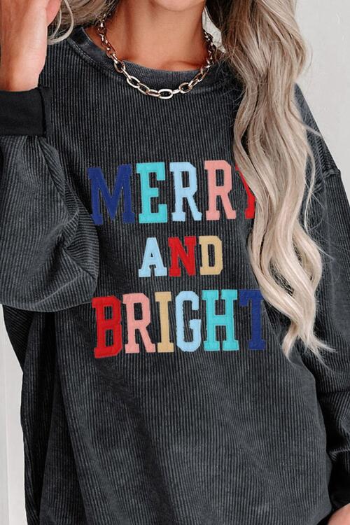 MERRY AND BRIGHT Graphic Sweatshirt BLUE ZONE PLANET
