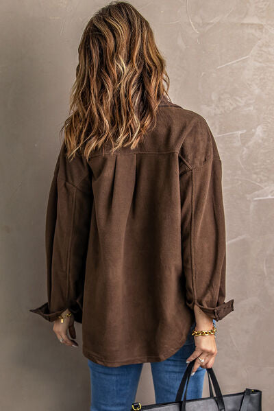 Blue Zone Planet | Button Up Collared Neck Long Sleeve Jacket BLUE ZONE PLANET