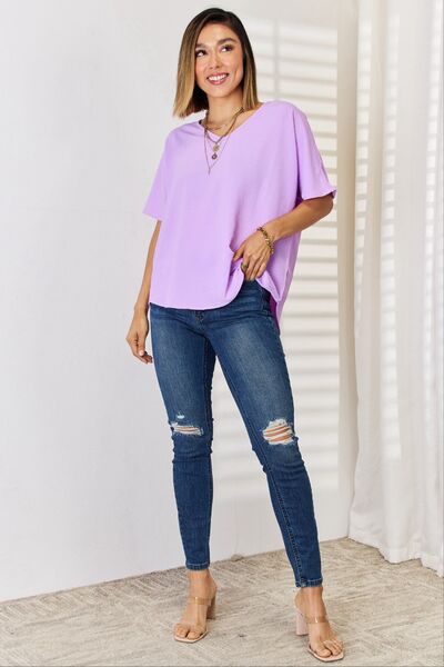 Zenana Texture Short Sleeve T-Shirt BLUE ZONE PLANET