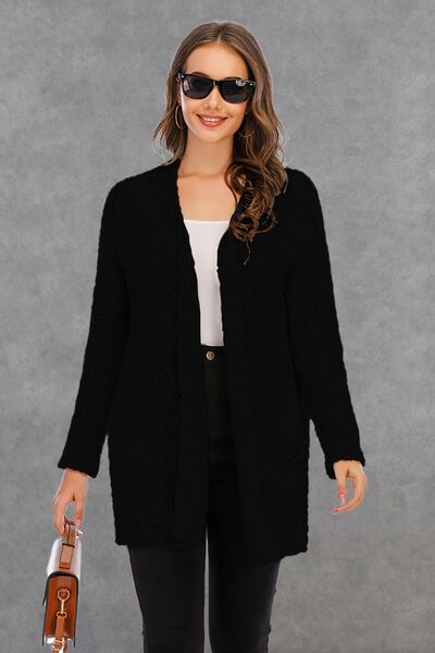 Blue Zone Planet | Pocketed Open Front Long Sleeve Cardigan BLUE ZONE PLANET