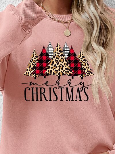 Blue Zone Planet | MERRY CHRISTMAS Round Neck Long Sleeve Sweatshirt BLUE ZONE PLANET