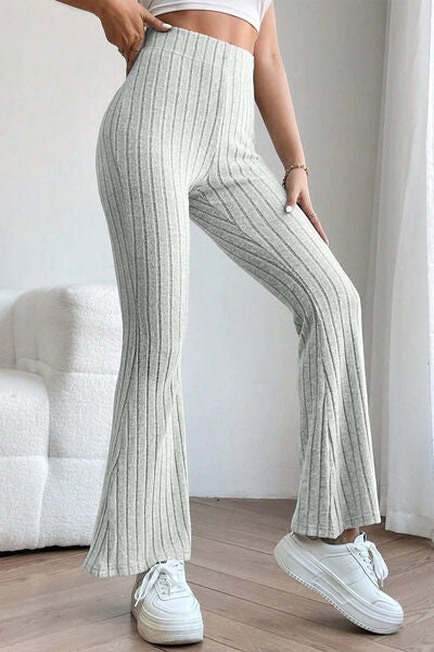 Blue Zone Planet | Basic Bae Full Size Ribbed High Waist Flare Pants BLUE ZONE PLANET