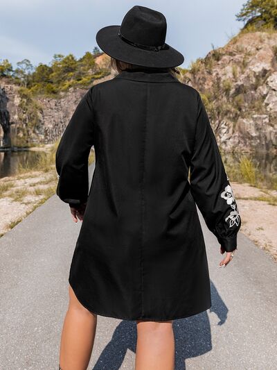 Plus Size Embroidered Long Sleeve Mini Dress Trendsi